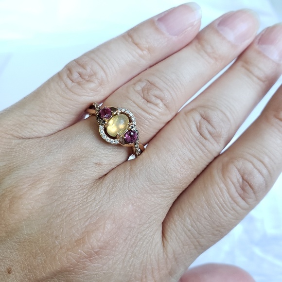 SOLD 14k Rose Gold LeVian, Ruby & Diamond Ring - Picture 6 of 8